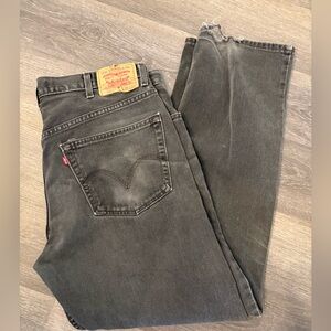 Vintage Levis 505 Black Denim Jeans Mens 38x32 Regular Fit Straight Leg Fraying